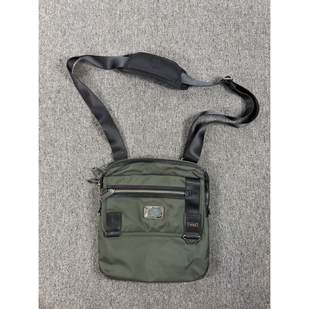 Tumi Green 13" Nylon Messenger Bag Men Adjustable Strap Crossbody Urban Travel